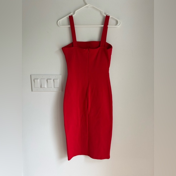 Stella Luce Dress Sexy Red Midi Button Accent Leg Slit Sleeveless Cocktail Party - Picture 5 of 9